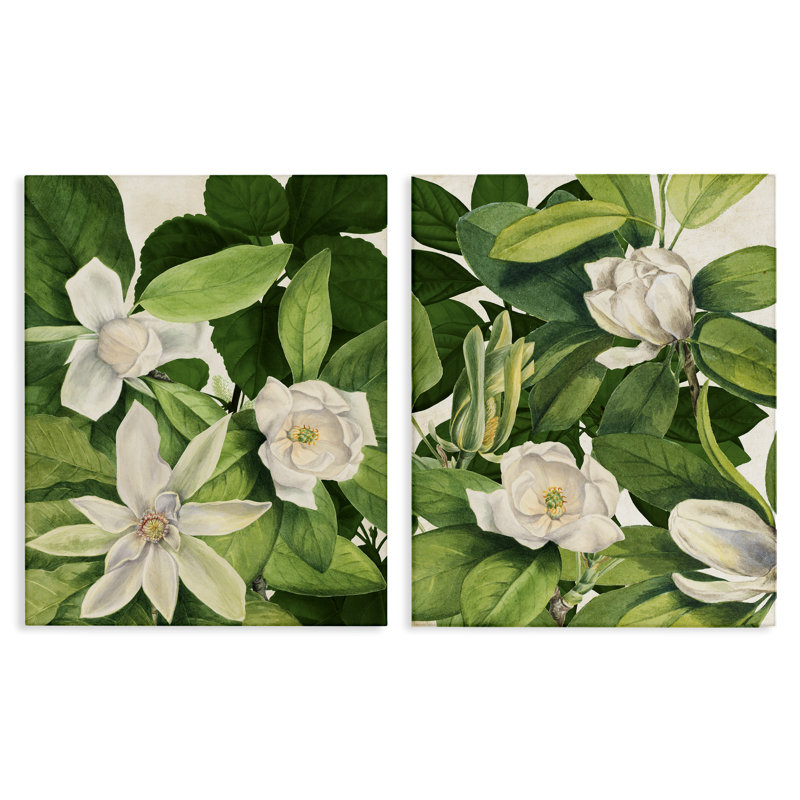 Ensemble d'art mural sur toile 2 pièces Traditional Lilies with Leaves, design par Susan Arnot, H 30 po x l 24 po