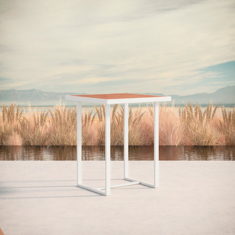 Pavia 35" Bar Table - Dekton Top, White, Micron