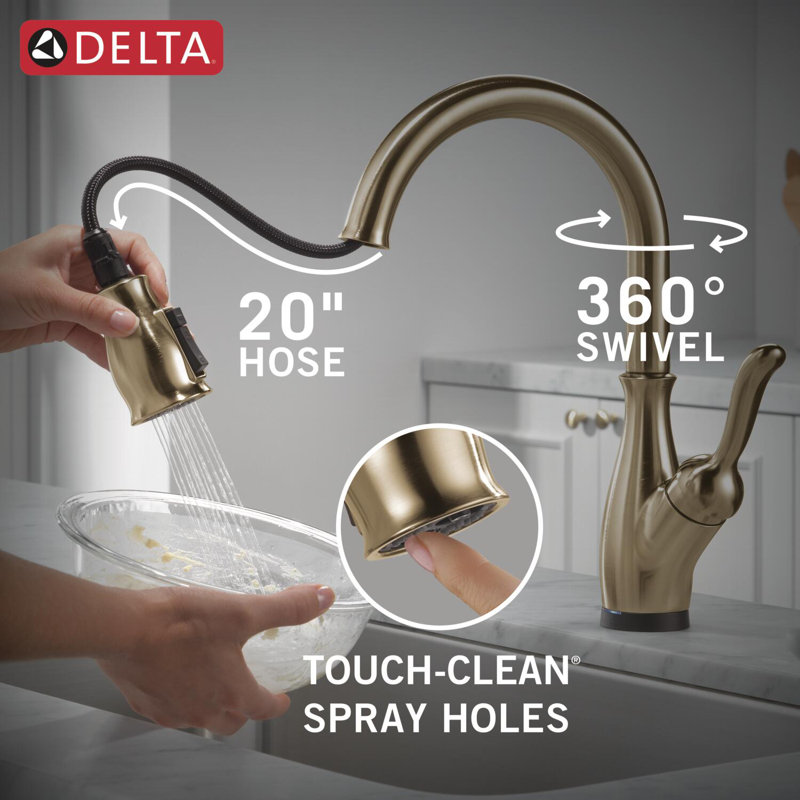 Leland Pull Down Sprayer Touch Kitchen Sink Faucet, Touch Control Kitchen Faucet, Champagne Bronze
