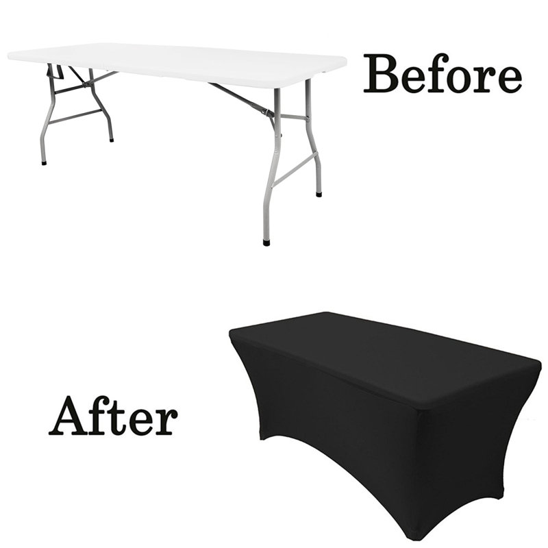 6ft Foldable Table + Black Table Cloth Set, Lightweight Utility Table For Events, Bbqs, Craft Shows, And More
