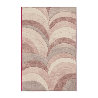 Machine Washable Torresdale Easter Modern & Contemporary Abstract Rug in Beige – Rose Binding