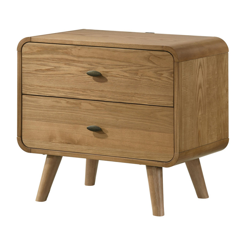 2-Drawer Nightstand Bedside Table Light Ash