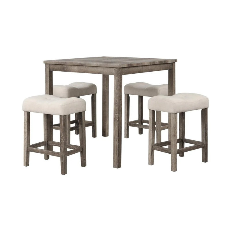 Ensemble de salle à manger de comptoir transitionnel, table de salle à manger carrée 36 pouces avec 4 tabourets (ensemble de 5)