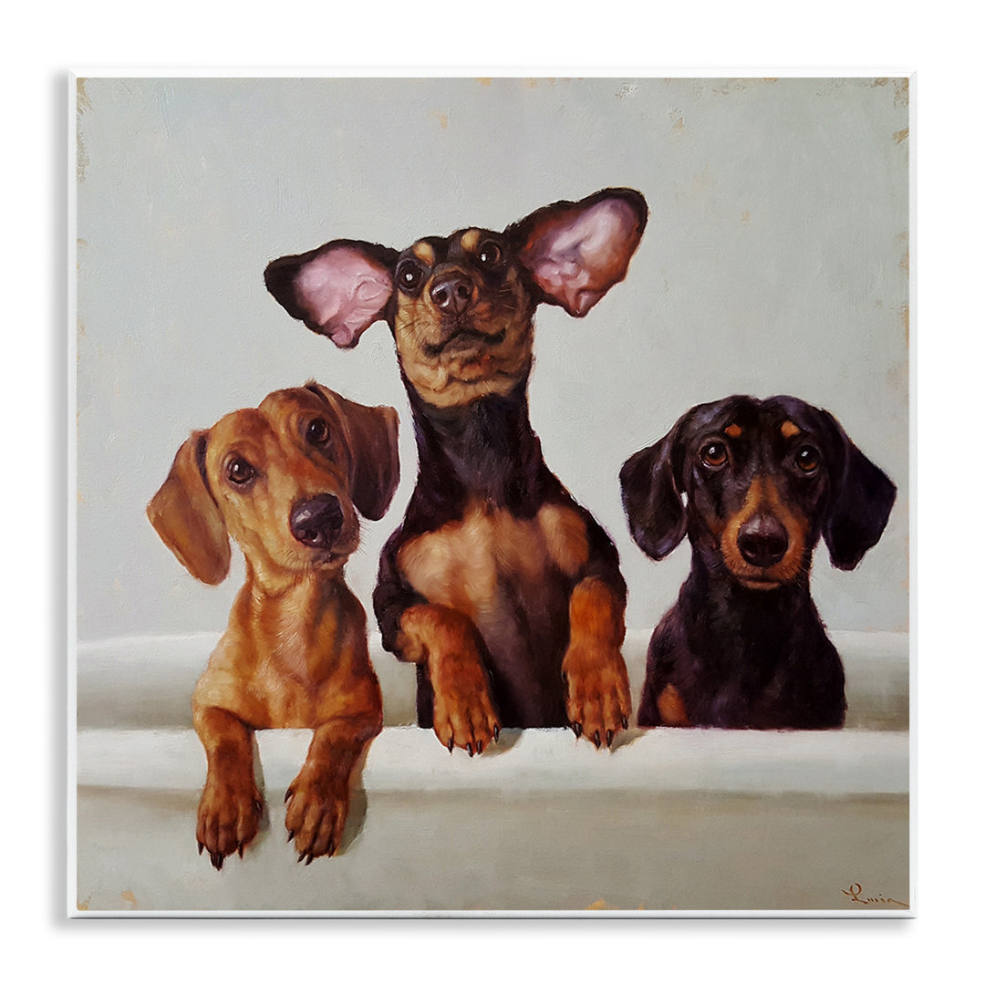 Dachshunds in the Tub by Lucia Heffernan - Painting Print Stupell Industries
