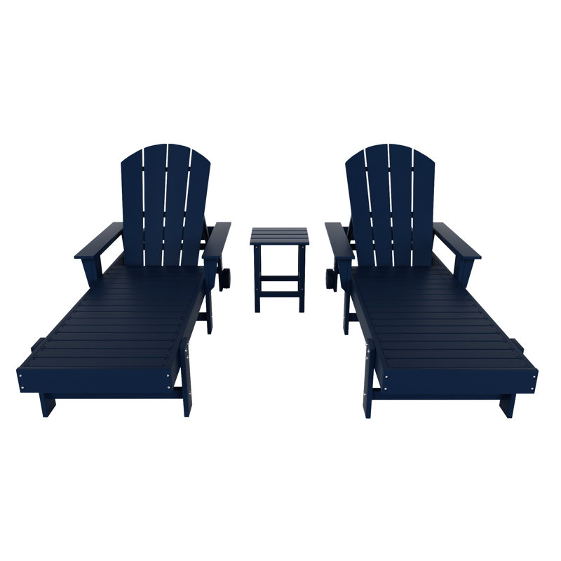 Laguna Outdoor Chaise Lounge Set with Table, Navy Blue