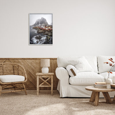Bb-167-encadré «Snowy Coastal Village» encadré sur bois par Danny Head