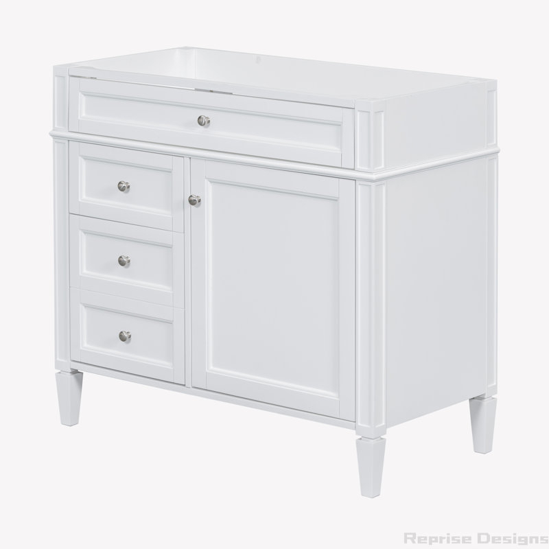 Base de meuble-lavabo simple 35 po seulement, Blanc, Argent