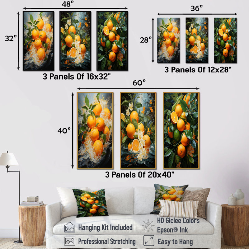 Orange Tropical Twist, Black Floater Framed, 32" H x 48" W