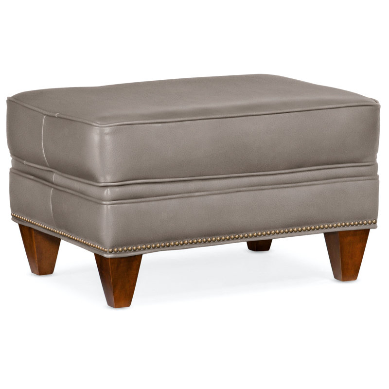 Repose-pieds rectangulaire en cuir véritable de 28,5 po de largeur Reddish, Naturel, Nouveaux classiques