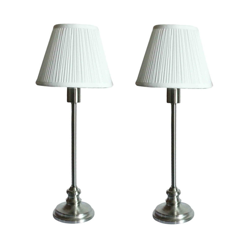 Uecker Metal Buffet Lamp, Brushed Nickel, White