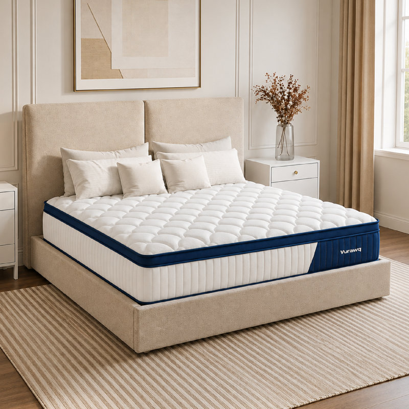 Matelas pleine grandeur 12 po, hybride moelleux moyen avec ressorts ensachés individuels et mousse viscoélastique rafraîchissante, lit dans une boîte, certifié CertiPUR-US