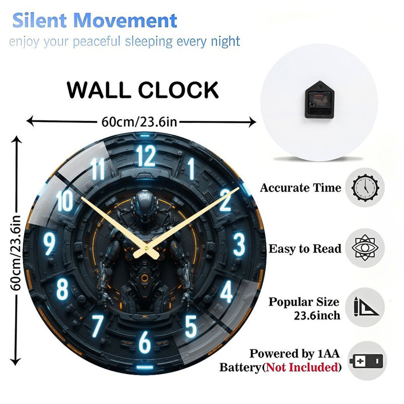 Horloge murale intelligente à DEL - horloge murale moderne en verre 24 po