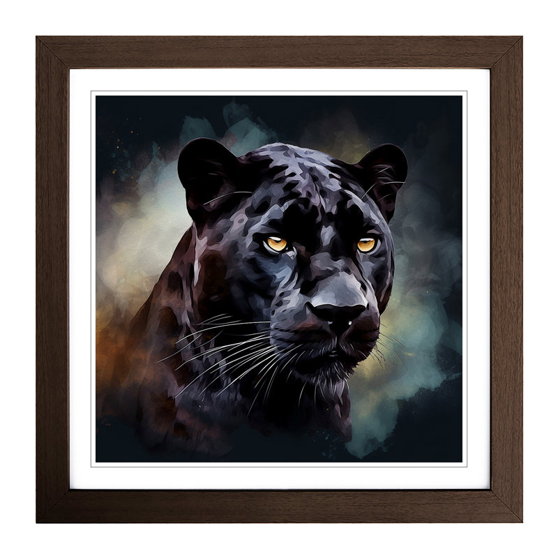 Panther Digital Art No.1 - Single Picture Frame Print on Wood, Walnut