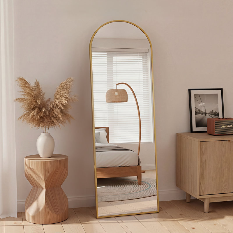14 x 47 Over The Door - Full Length Hanging Mirror, Aluminum Alloy Framed Wall-mounted Full Length Mirror, Gold