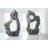 Colossal Cast Stone Sculpture, Two Holes, Charcoal Stone