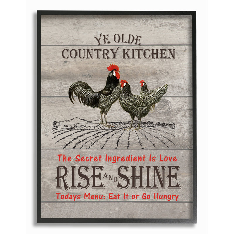 «Old Country Kitchen Rise & Shine» par Lettered and Lined - reproduction d'art encadrée, H 14 po x l 11 po x P 1,5 po