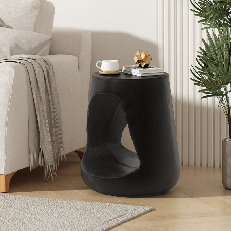 Table d'appoint MGO Hollow, texture semblable au bois, Noir