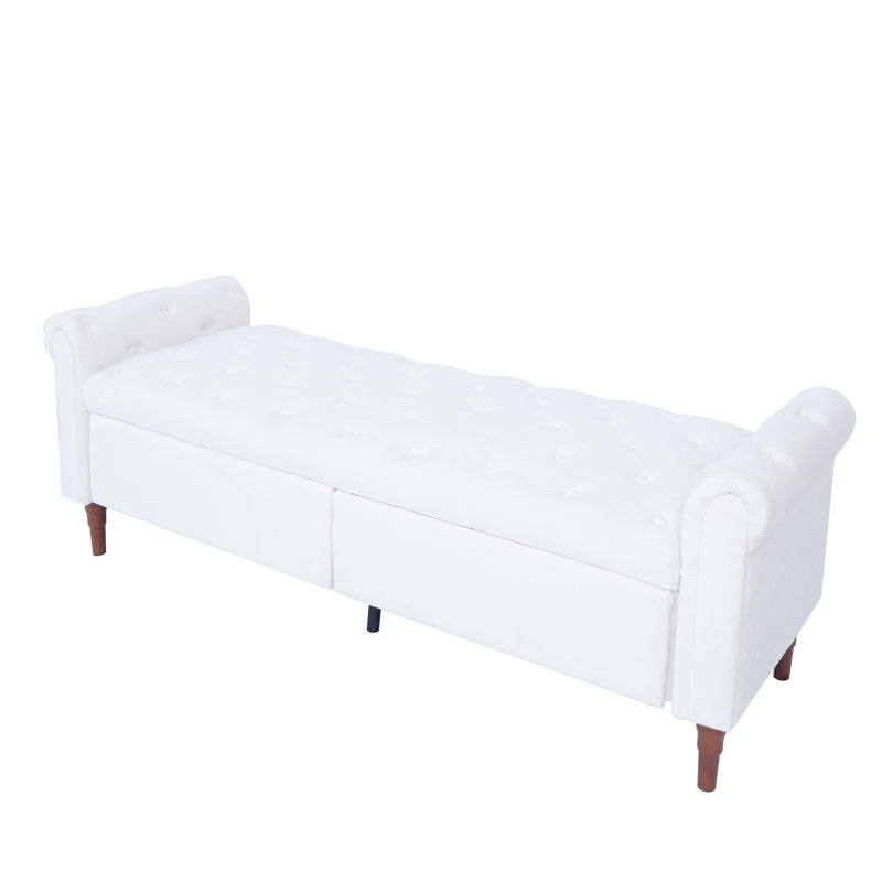 Laneise Velvet Upholstered Storage Bench, Beige