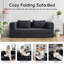 5-in-1 Convertible Folding Sofa Bed, 79" Queen Chenille Boneless Couch with Removable Armrests, No Assembly Loveseat Sleeper Sofa, Modular Futon Couch for Living Room & Bedroom-1733675313