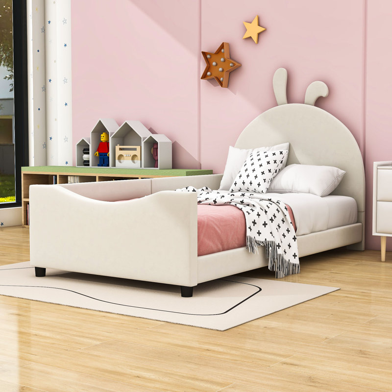 Lit plateforme tapissier Allinah, Beige