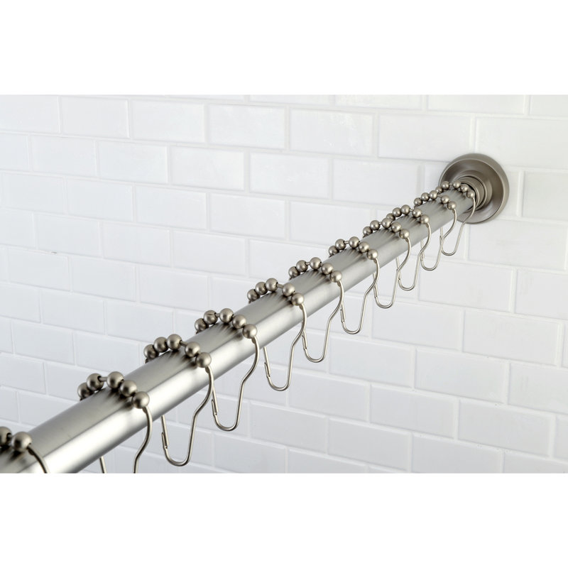 Kingston Brass Edenscape 60-Inch to 72-Inch Adjustable Shower Curtain Rod with Rings Combo, Brushed Nickel