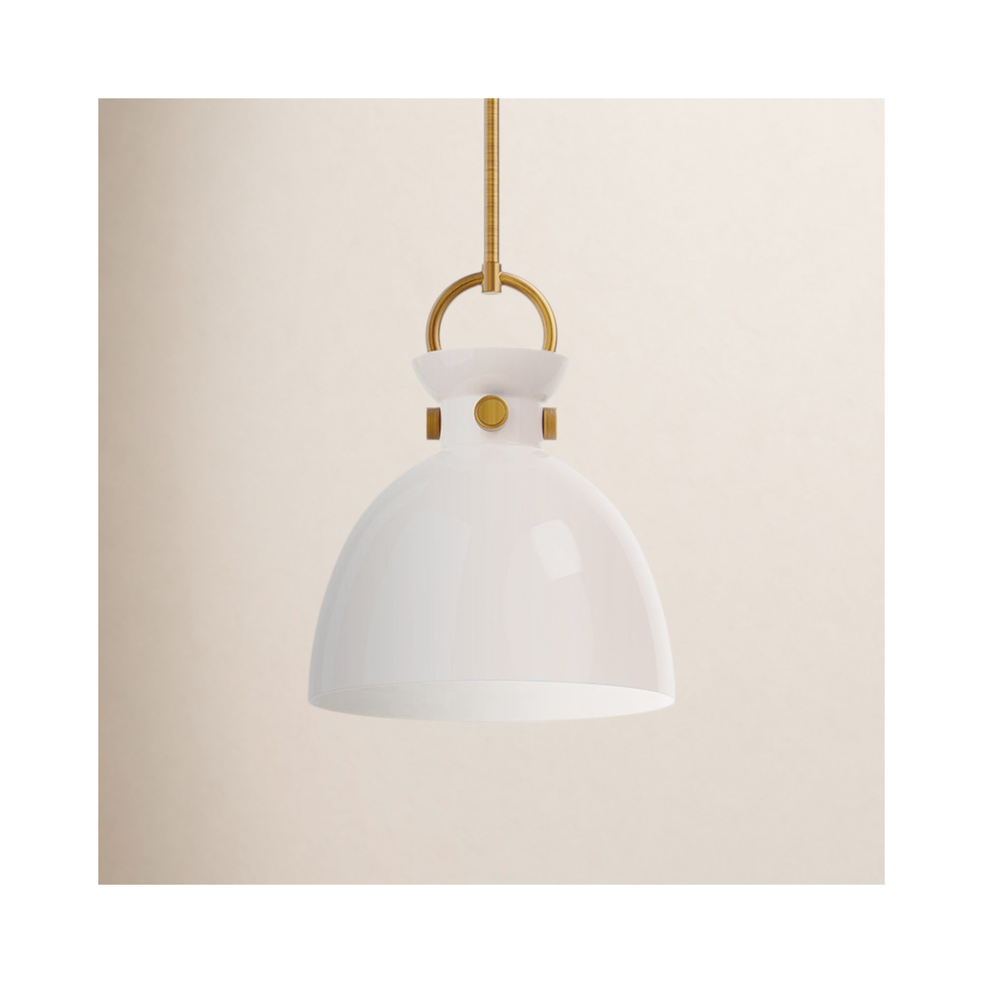 Tinka Single Light Glass Steel Pendant, 12.75" H x 10.5" W x 10.5" D, Aged Gold