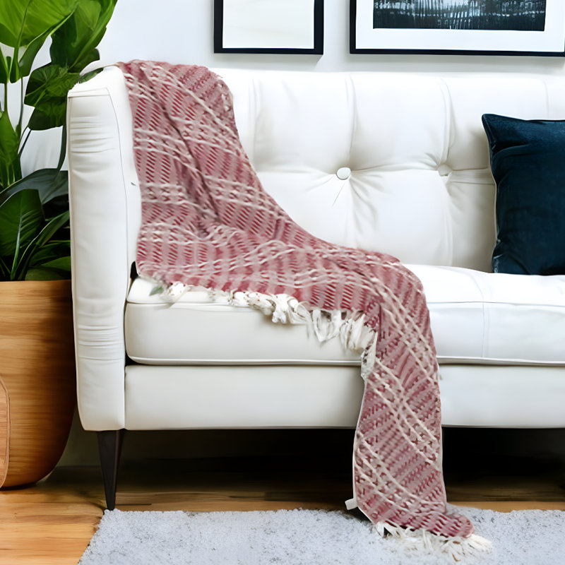 Jeté 100% coton tissé rouge