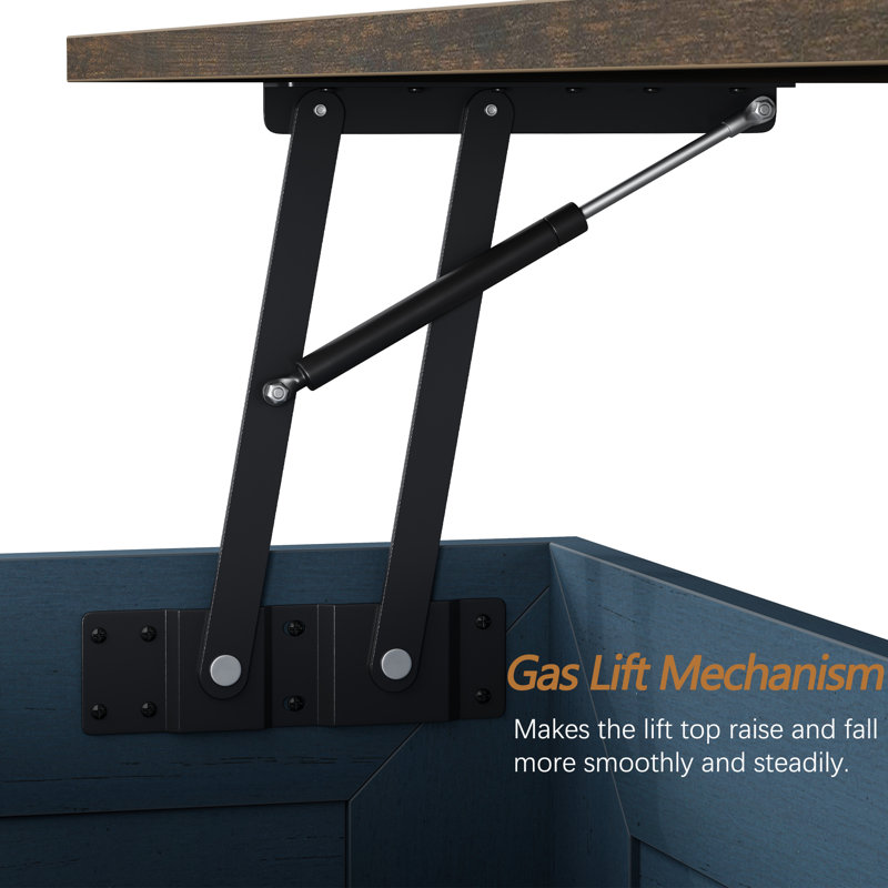 Bork Square Coffee Table For Living Room - 3 Colors Available (Black/Blue/White), Blue/Brown