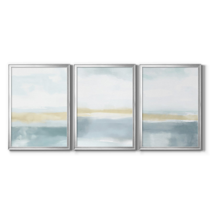ABSTRACT Series DCCCLIX - Toile tendue avec châssis tendue, 3 pièces, Argent argent, H 19 po x l 27 po