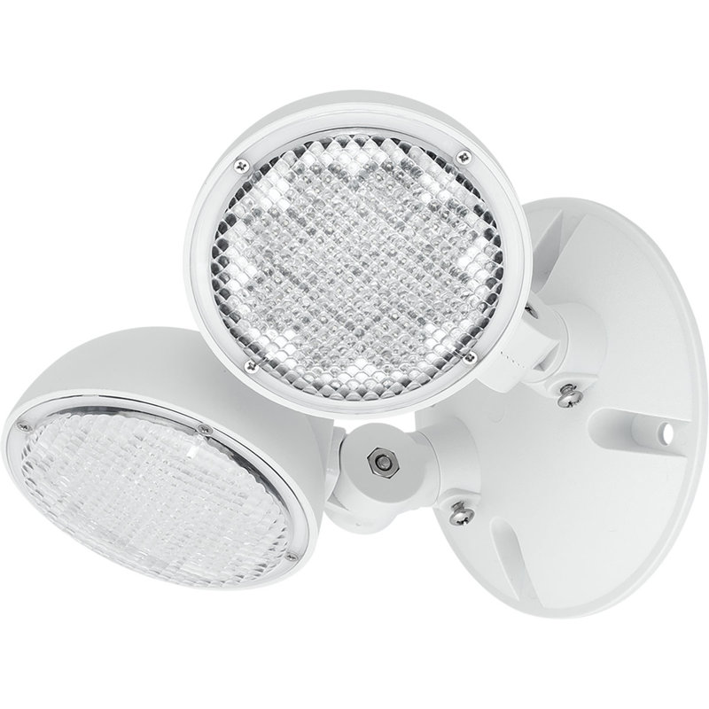 Compact White LED Emergency Light with Adjustable Heads
