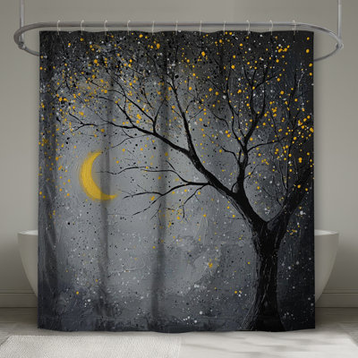 Moonlit Tree Night Shower Curtains Extra Long