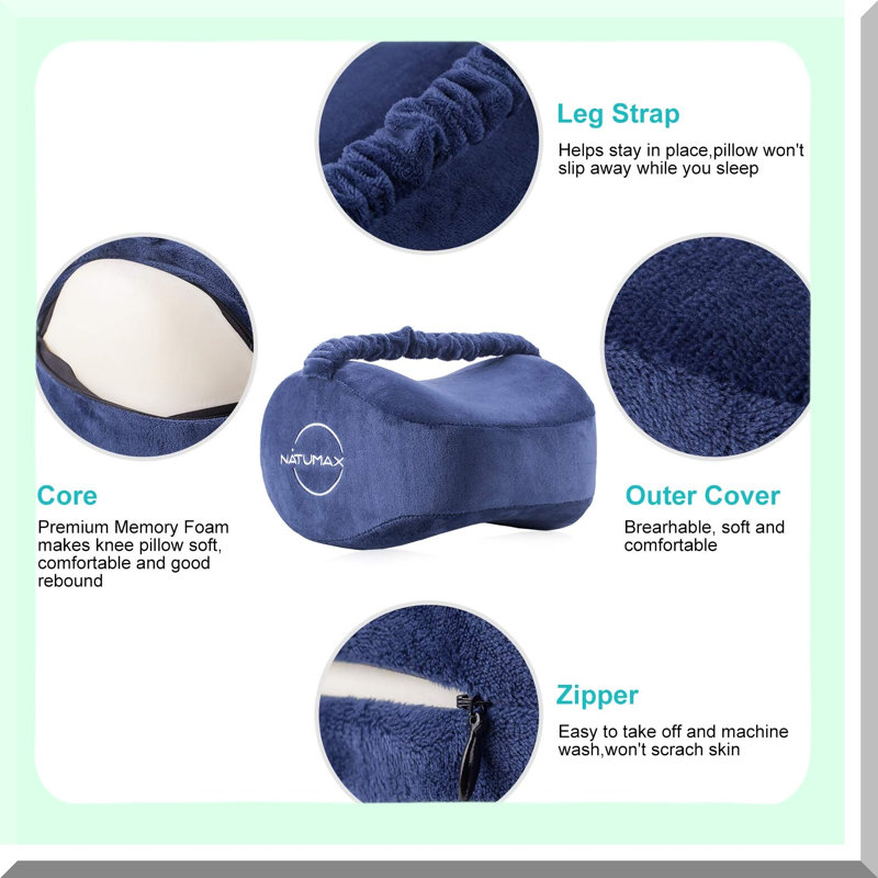 OrthoSleep Comfort Knee Pillow - Sciatica Relief for Side Sleepers. Memory Foam Leg Pillow for Back, Leg, Pregnancy, Hip & Joint Pain. Includes Sleep Mask & Ear Plugs.