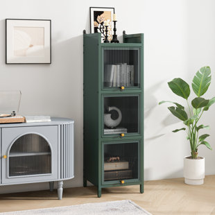 Stylish Three-tier Glass Door Cabinet with Versatile Storage for Various Rooms