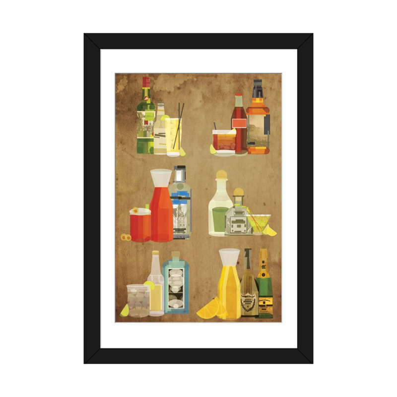 Classic Cocktail, impression sur toile tendue, Papier d'art encadré noir, Blanc, H 24 po x l 16 po x P 1 po