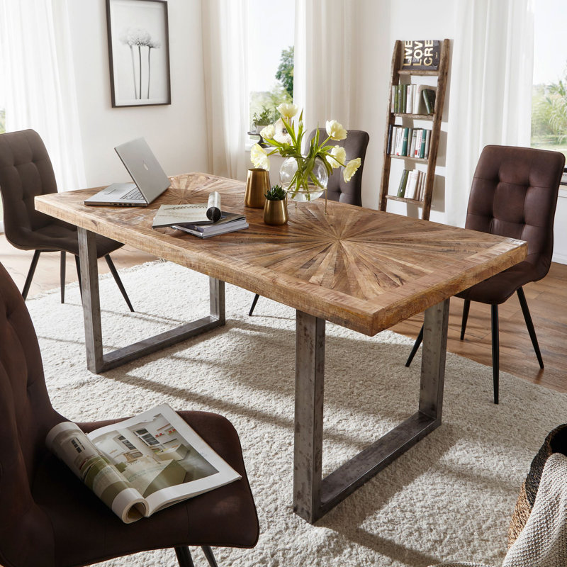 Gillis Dining Table 180 x 90 cm Dining Room Table Natural Kitchen Table Solid Wood Mango Table, 77cm H x 200cm L x 80cm W