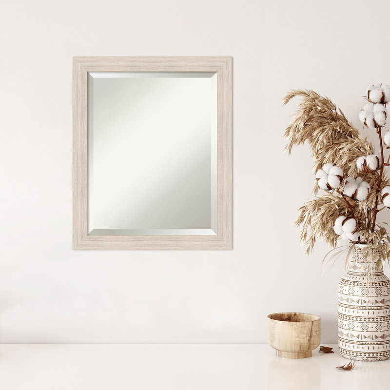 Modeste Flat Mirror, 23" x 19", Distressed White