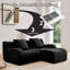 Canapé 2 places en forme de L en peluche - Design épuré, ergonomique, éponge 32D - Noir