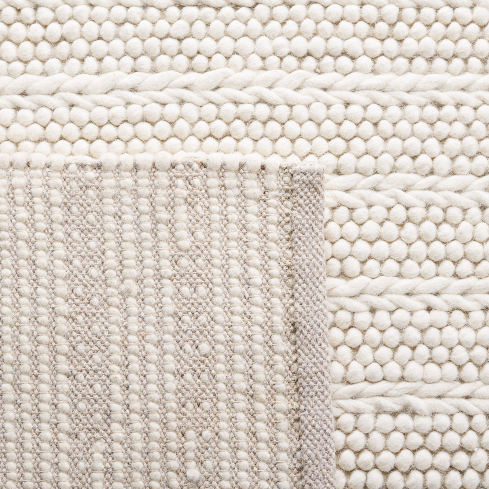 Sestina Handmade Flatweave Ivory Area Rug, Square 8'
