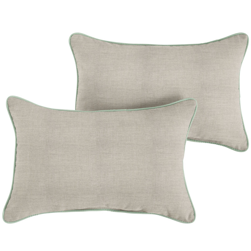 Sunbrella Outdoor Solid Corded Pillow, Mint