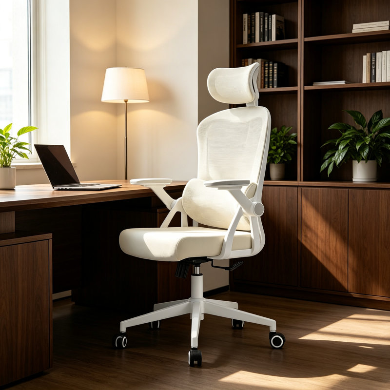 Chaise de bureau ergonomique à double dossier, avec support lombaire réglable et dossier inclinable — ensemble bureau et chaise pour bureau à domicile, chaise d'ordinateur à dossier haut, chaise de bureau en maille respirante