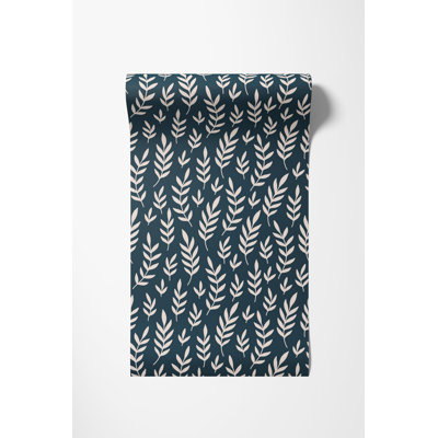 Papier peint pré-collé bleu marine H 125 po x l 25 po