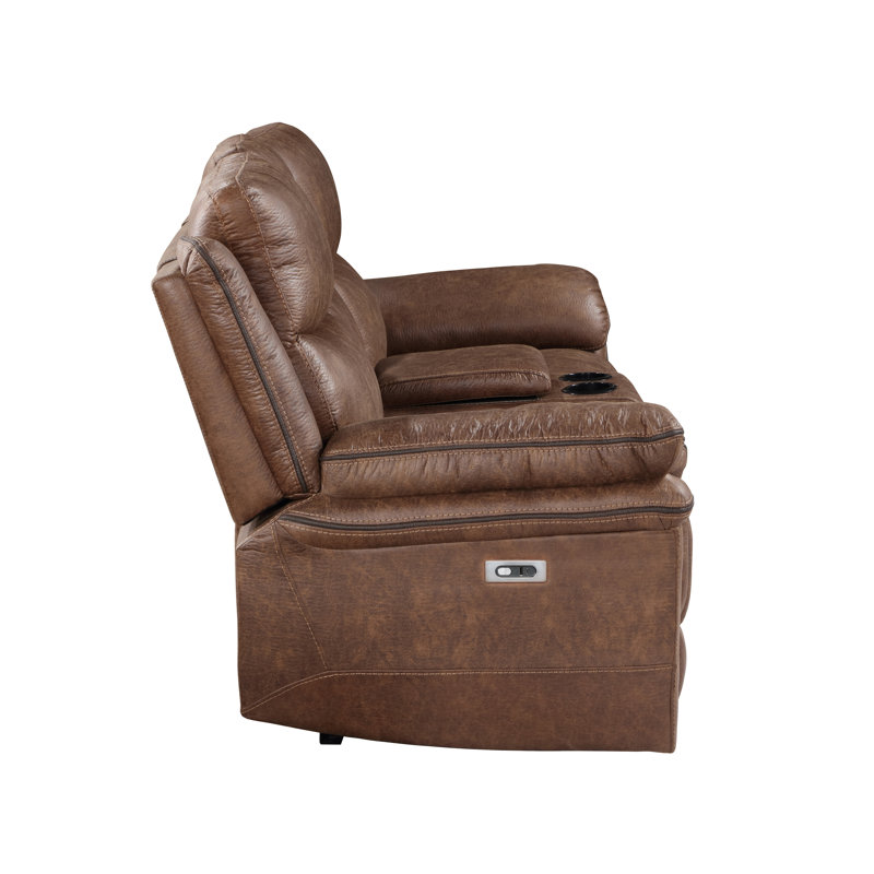Sadarius Polyester Fabric Console Loveseat with Power Footrest, Power