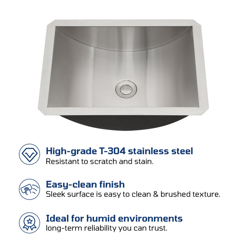 18"x13" Brushed Nickel Stainless Steel undermount Bathroom Sink with Pop Up Drain