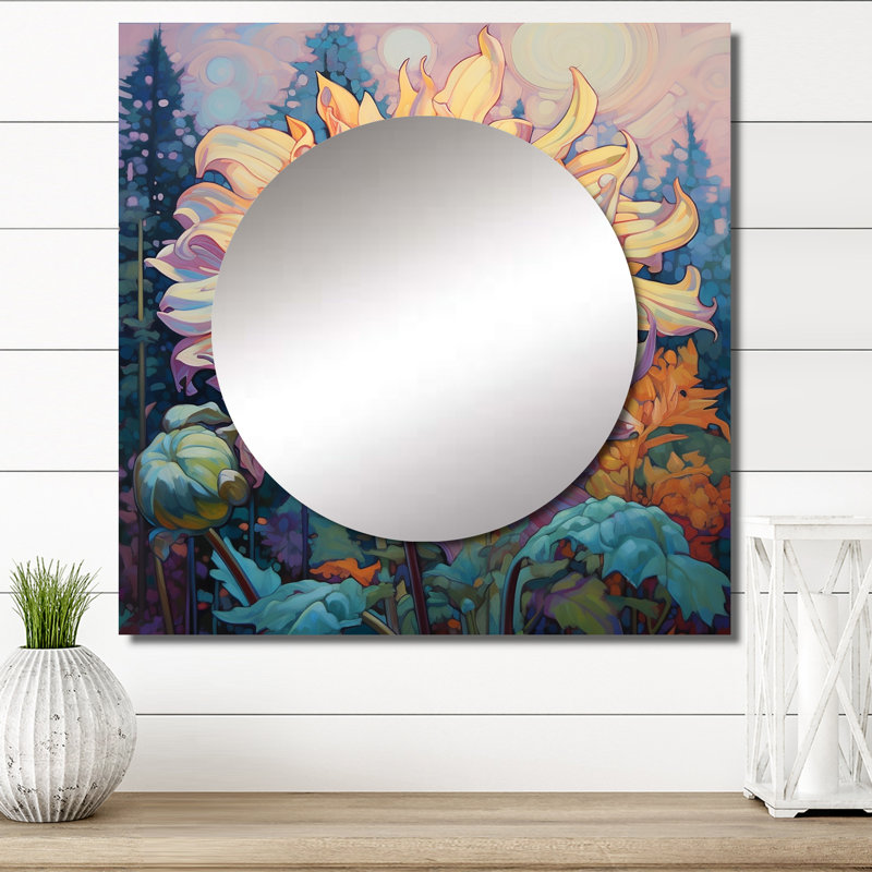 Lachaidh - Décoration murale miroir pour chambre à coucher Chrysanthemums, 36 po x 36 po