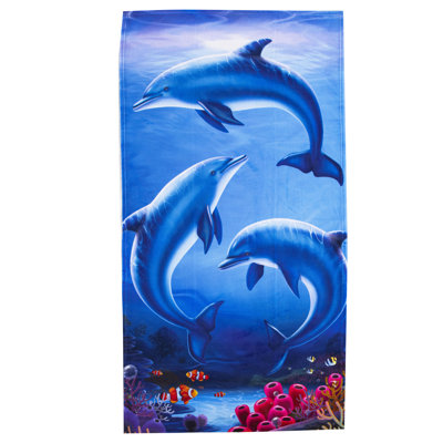 Dolphin Play Beach Towel, 30 x 60 inches