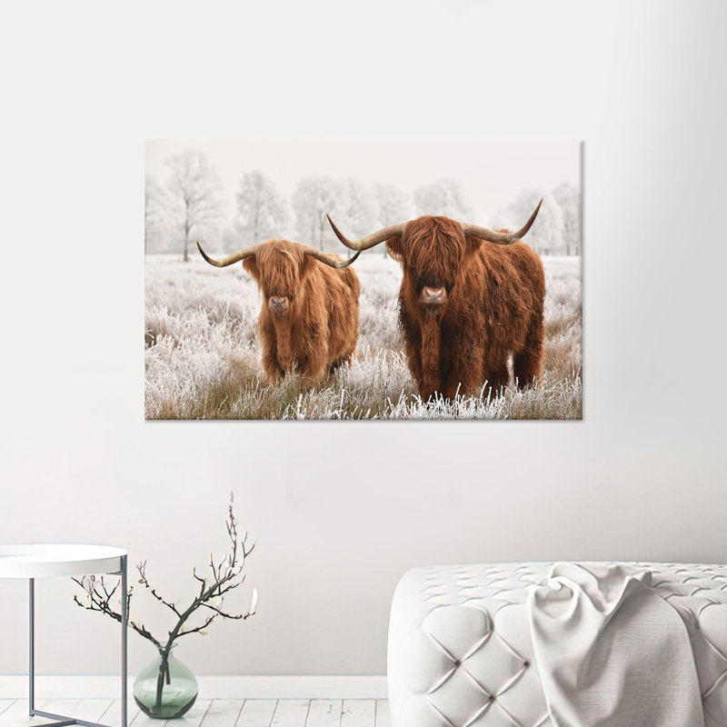 Personalized 3D Highland Cow Farmhouse-Inspired Wall Decor in Perfect for Animal Lovers and Unique Gift, Wrapped Canvas