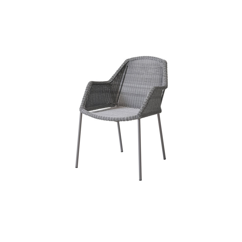Breeze Stacking Patio Dining Armchair with Cushion, Black, Gray