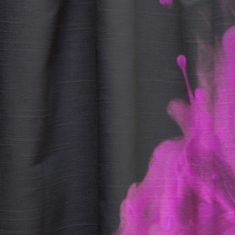 Encre fuchsia et rose sur fond noir - Rideau abstrait - Velours obscurcissant - 1 panneau