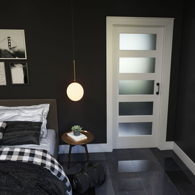 Glass Wood Painted Barn Door without Installation Hardware Kit