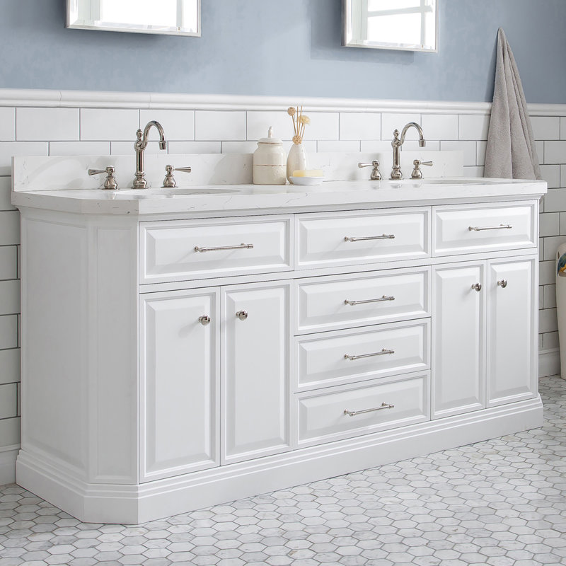 Palace 72'' W Vanity, Pure White, Polished Nickel